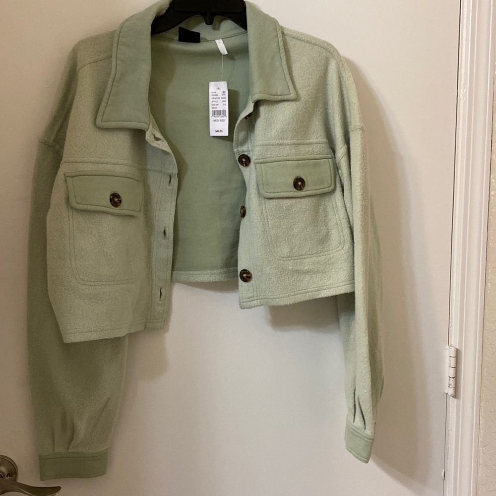 PacSun sage green cropped jacket